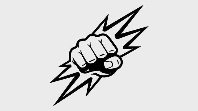 Hand fist power strength punch vector symbol sign emblem badge logo clipart