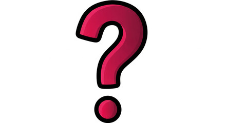 Crimson question mark, bold outline, simple design, symbolizing inquiry, uncertainty, or a need for information, suitable for websites or presentations