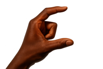 Dark-skinned hand making a small gesture isolated on transparent background