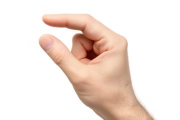 Human hand indicating a small amount gesture, isolated on transparent background