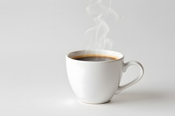 White Ceramic Coffee Cup with Slender Handle Close-Up