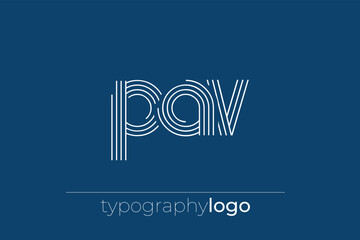 PAV modern geometric typography logo. Modern and stylish composition featuring a monochromatic typography logo illustration designed with intricate lines.