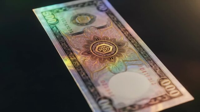 500 Dollar Bill Holographic Design, Iridescent Currency Note
