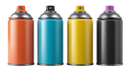 Spray paint can branding mockup with cap and label - isolated on transparent background