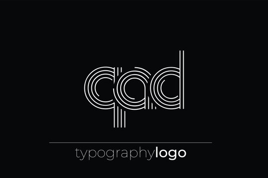 QAD modern geometric typography logo. Modern and stylish composition featuring a monochromatic typography logo illustration designed with intricate lines.