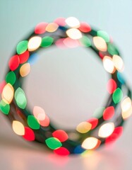 Obraz premium Floating Christmas lights in swirling motion with glowing bokeh