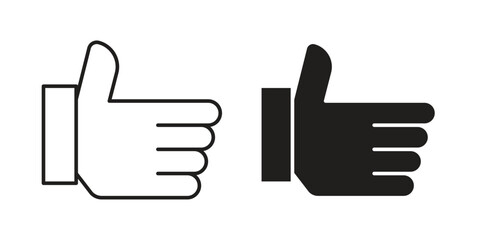 Thumbs Up Icons in Line Art with White Background