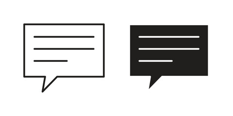 Speech Bubbles in Line Art Style Isolated on White Background