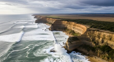 Fototapeta premium Aerial view of the rugged coastline in Australia