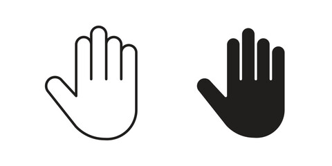 Hand Icons in Outline and Filled Styles Isolated on White Background