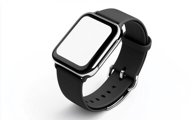 High quality mockup of a modern smartwatch with blank screen for custom design presentation isolated on white background PNG