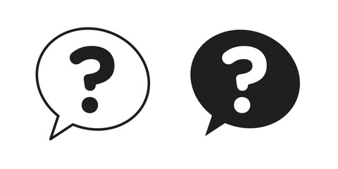 Question Mark Icons in Speech Bubbles, Isolated on White Background
