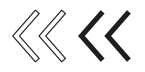 Double Left Arrows in Minimalist Style Isolated on White Background