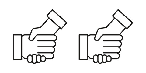 Handshake Icons in Line Art Style Isolated on White Background
