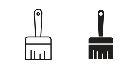 Paint Brush Icons in Line and Solid Styles Isolated on White Background