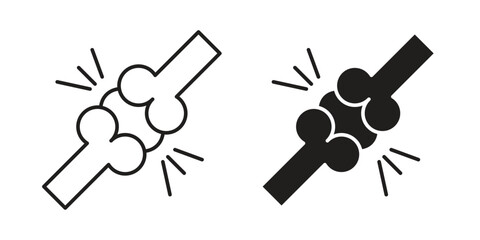 Joint Pain Icons in Line and Solid Styles Isolated on White Background