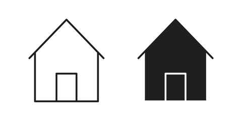 House Icons in Simple Style with White Background