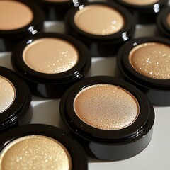 Concealer and Eyeshadow With Smooth Surfaces Arranged In Soft Light Setting for Luxury Cosmetic Promotional Use