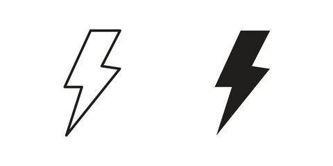 Lightning Bolt Icons in Simple Style Isolated on White Background