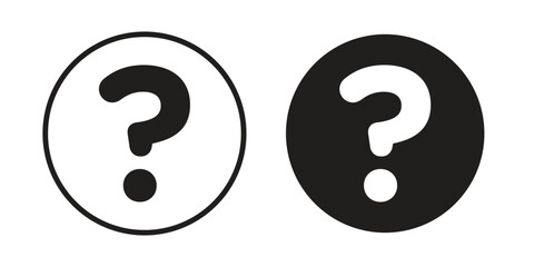 Question Mark Icon in Circle, Isolated on White Background