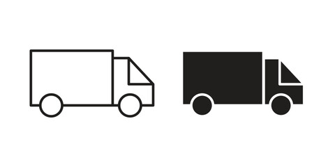 Delivery Truck Icons in Simple Style isolated on white background