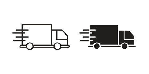 Delivery Truck Icons in Motion with White Background