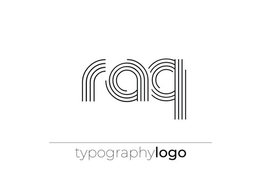 RAQ modern geometric typography logo. Modern and stylish composition featuring a monochromatic typography logo illustration designed with intricate lines.