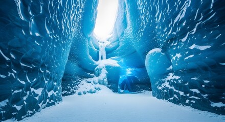 Arctic Ice Cave with Translucent Blue Walls