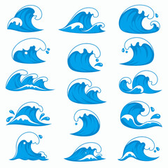 Fototapeta premium Dynamic Ocean Waves Collection Showcasing Various Forms and Movements in Detailed Illustrations Perfect for Aquatic Themes and Coastal Designs