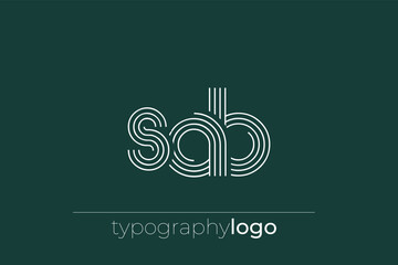 SAB modern geometric typography logo. Modern and stylish composition featuring a monochromatic typography logo illustration designed with intricate lines.