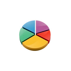 Colorful 3D Pie Chart Icon PNG &ndash; Data Visualization & Infographic Design &ndash; Isolated on Transparent Background PNG