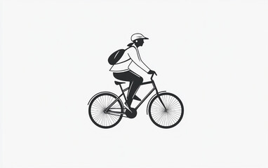 Obraz premium Minimal line art of a person riding a bicycle in a sleek and modern illustration style isolated on white background PNG