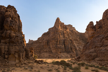 Fototapeta premium AlUla Art: Wadi Rum landmarks (Saudi Arabia)