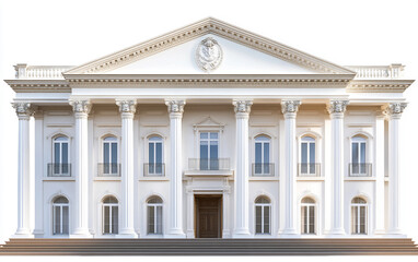 Fototapeta premium Neoclassical building with columns and detailed architecture showcasing elegant historic design isolated on white background PNG