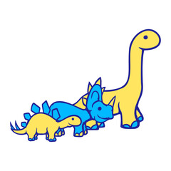 3 Stegosaurus Brachiosaurus Triceratops Dinosaur Three Friends Crew Team