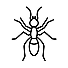 Simple graphic depiction of an insect with six legs and antennae in a black outline style design