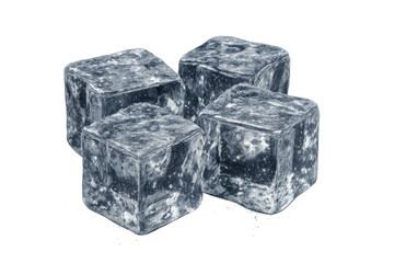 Four dark grey whiskey chilling stones isolated on transparent background