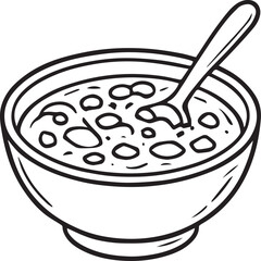 Hearty Bean Soup Illustration: A simple illustration of a comforting bowl of hearty bean soup with a spoon, perfect for culinary projects and designs.