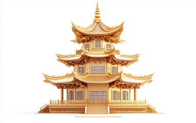 Fototapeta premium Realistic digital painting of a golden Buddha statue surrounded by serene spiritual ambiance isolated on white background PNG