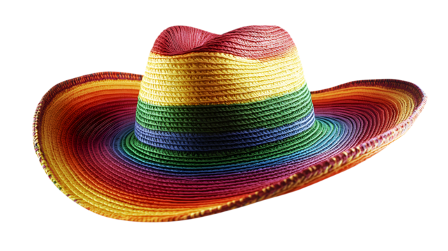Sombrero with rainbow stripes isolated on a transparent background