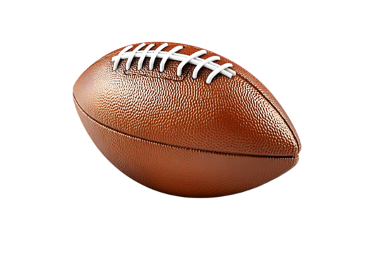 Brown American Football with White Laces isolated on a transparent background