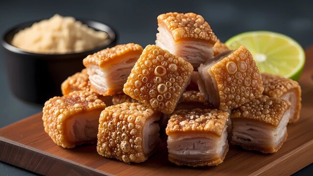 Authentic Brazilian Pork Cracklings "Torresmo" &ndash; Golden Crispy &ldquo;Torresmo&rdquo;- Brazilian Bar Food &ndash; Crispy Pork Cracklings with Golden Cassava Fries