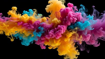 Fototapeta premium Explosion of Vibrant Colors Swirling Across a Black Background