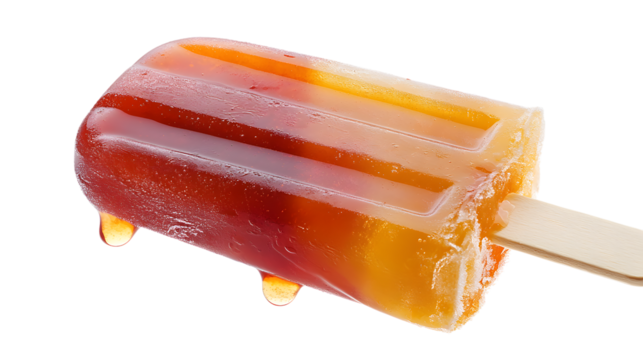 Orange and red popsicle melting isolated on a transparent background