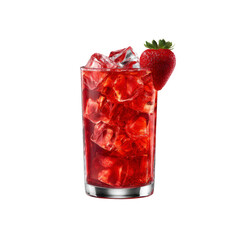 Refreshing Strawberry Iced Tea in Glass with Ice Cubes