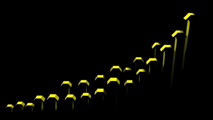 Abstract Yellow Bars Ascending on a Black Background Data Visualization