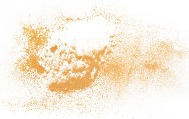 red maca organic powder flying isolated on white, clipping path	