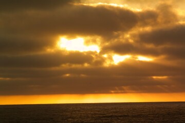 Moody cloudy sunset in pacific beach san diego california