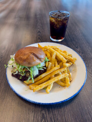 Traditional American cheeseburger lunch