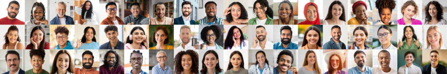 A vibrant collection of diverse individuals smiling and sharing joyful moments. Each person represents a unique cultural background, embodying positivity and inclusion in a colorful setting.